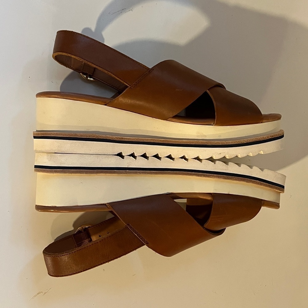 ARA Camel leather sling back platform sandal size 7.5 - Picture 8 of 9
